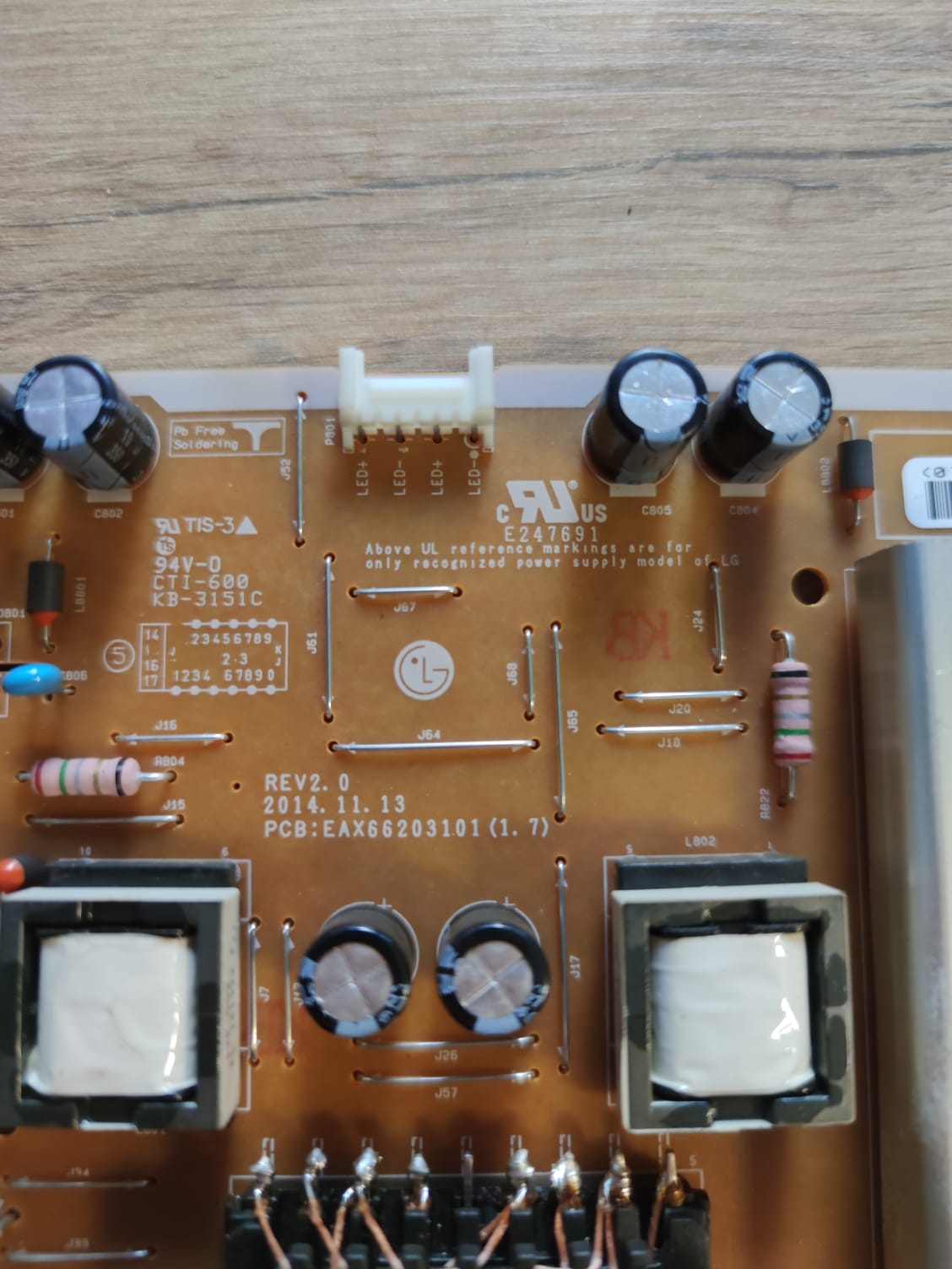 50LF650 EAX66203101 , 1.7 , LGP4760RI-15CH2 , EL97 , REV 2 , POWER BOARD , LG BESLEME