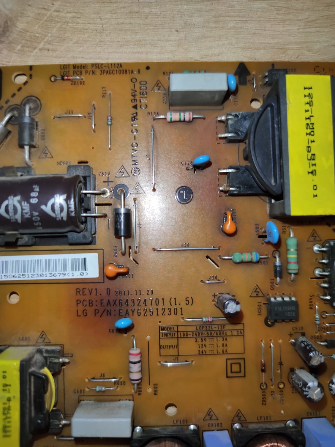 EAX64324701 , 1.5 , EAY62512301 , REV 1.0 , LGP32L-12P , POWER BOARD , LG BESLEME