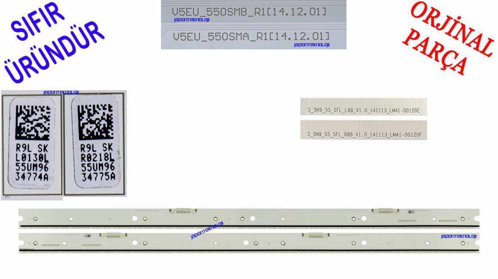 SAMSUNG UE55JS8500, UE55JS9000, LED BAR, BN96-34774A, BN96-34775A, V5EU_550SMA_R1, V5EU_550SMB_R1,