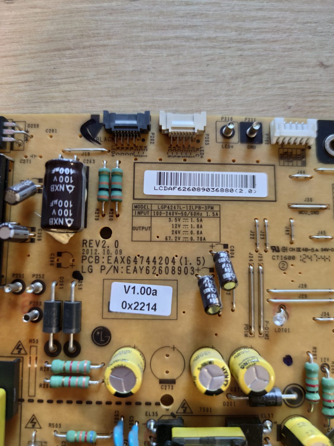 EAX64744204 , 1.5 , EAY62608903 , REV2.0 , POWER BOARD , LG BESLEME
