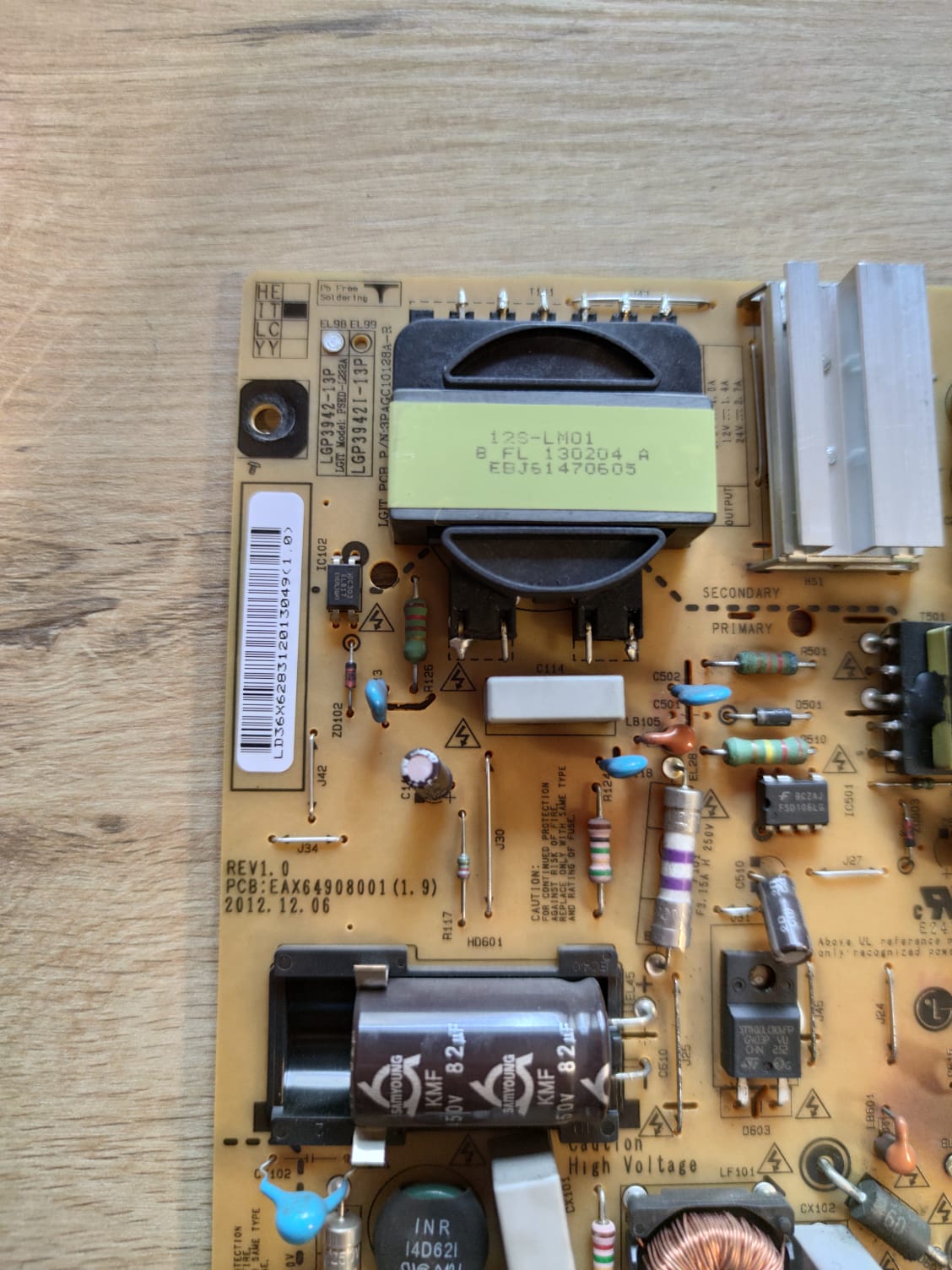 EAX64908001 , 1.9 , LGP3942-13P EL98 , REV1.0 , POWER BOARD , LG BESLEME