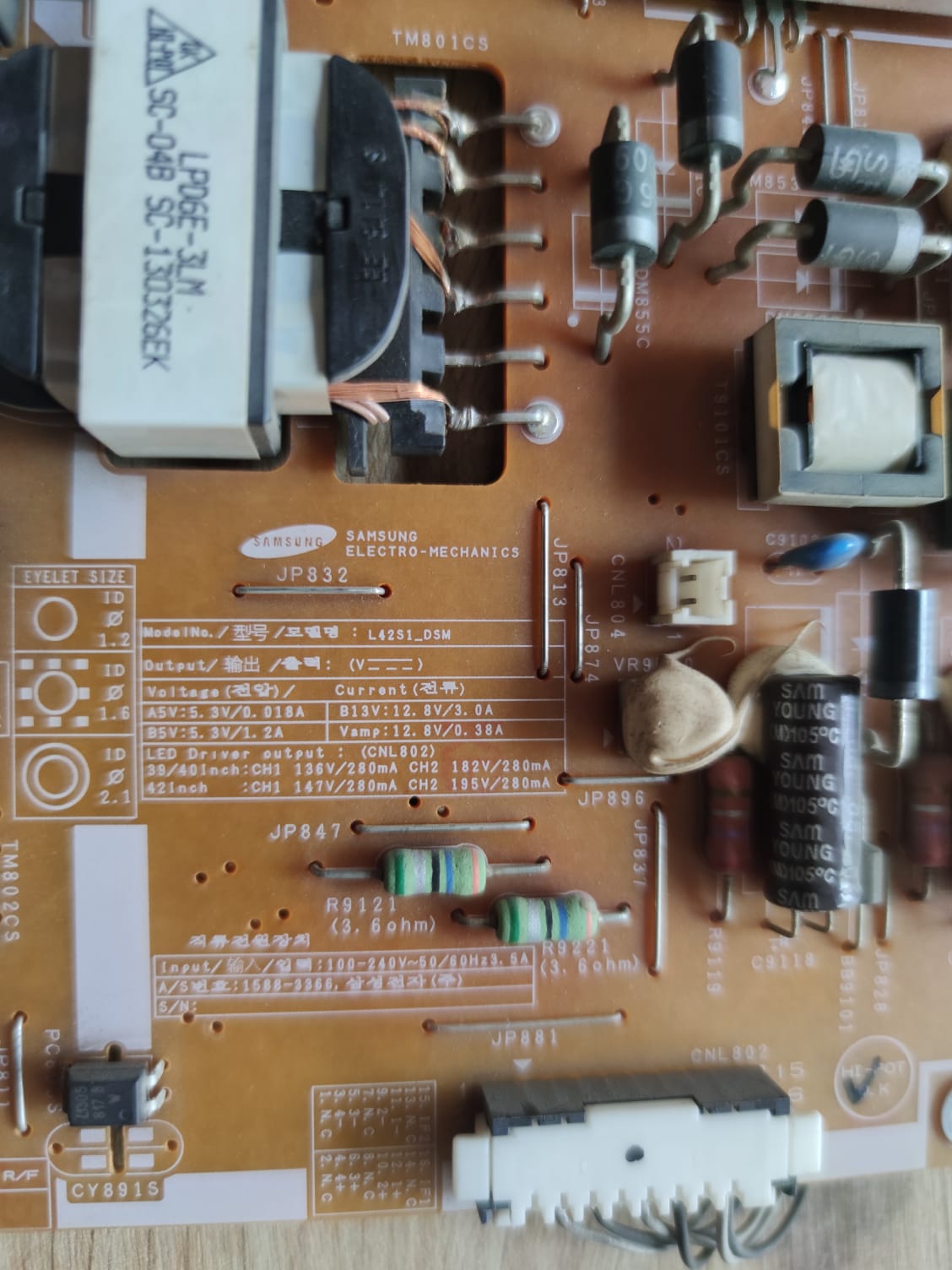 BN44-00645A, L42S1_DSM, SAMSUNG, BESLEME, POWER BOARD