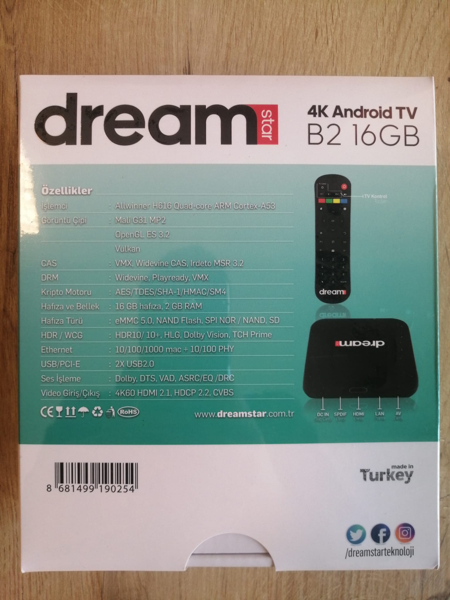 DreamStar 4K Android TV B2 16GB