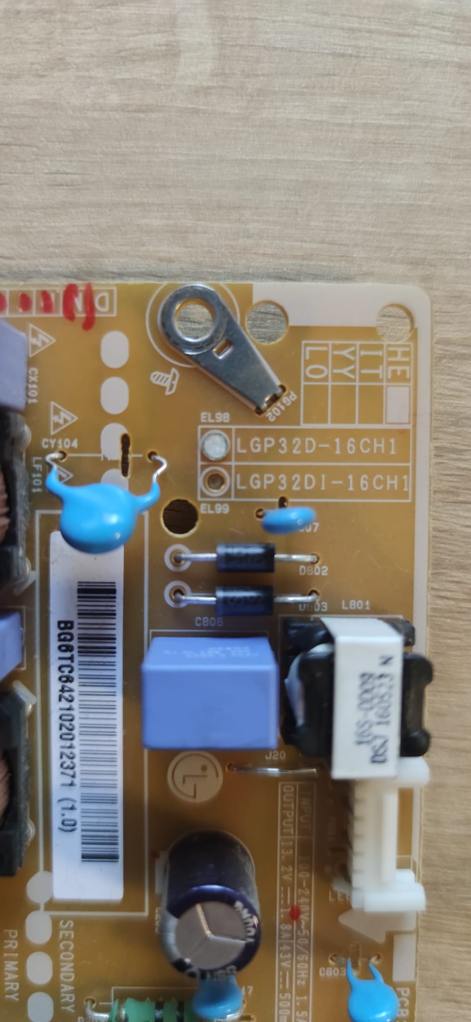 EAX66752501 , 1.8 , REV1.0 , LGP32D-16CH1 , POWER BOARD , LG BESLEME